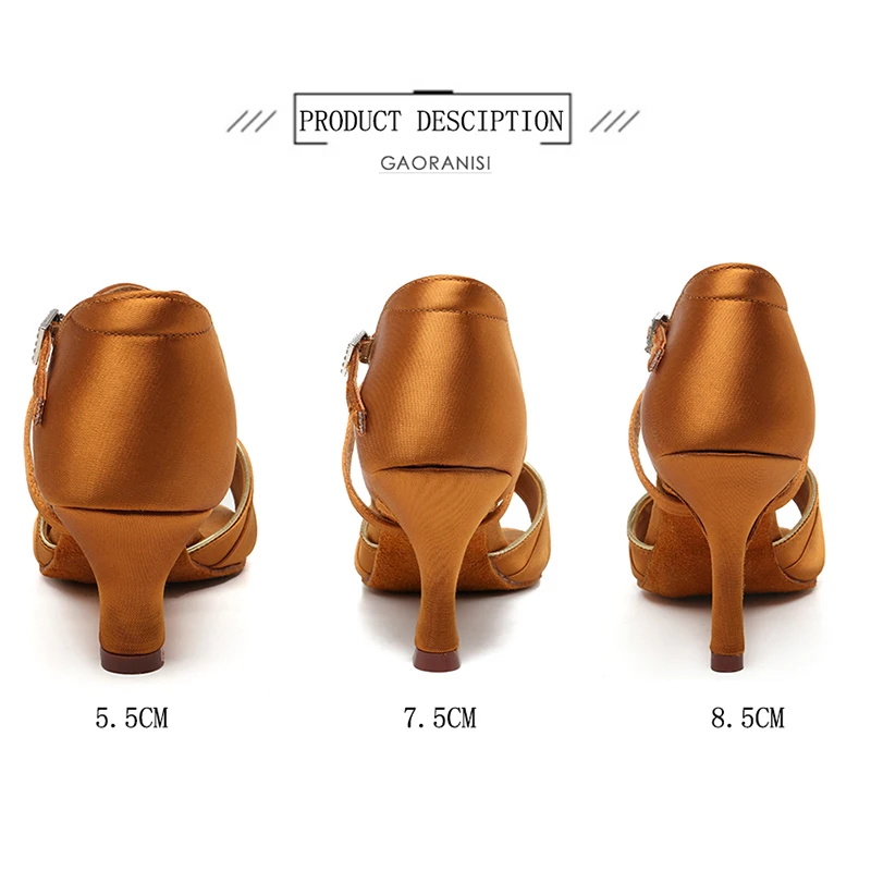 Women Latin Dance Shoes Ballroom Dance Shoes  Tango Soft Sole Jazz Shoes Girls Salsa Shoes 5.5/7.5/8.5cm Practice Sandals