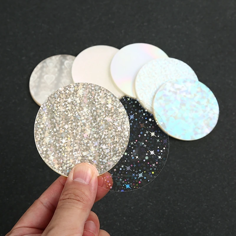 Badge Protective Film 100pcs 58mm Transparent Badge Film Clear Laser Star Pattern Badge Protective Film Covers for Button Maker Part Tools