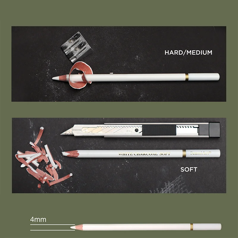 

3pcs White Sketch Charcoal Pencils for Sketching Painting Drawing Standard Highlight Carbon Pens Art Craft Tools School Supplies