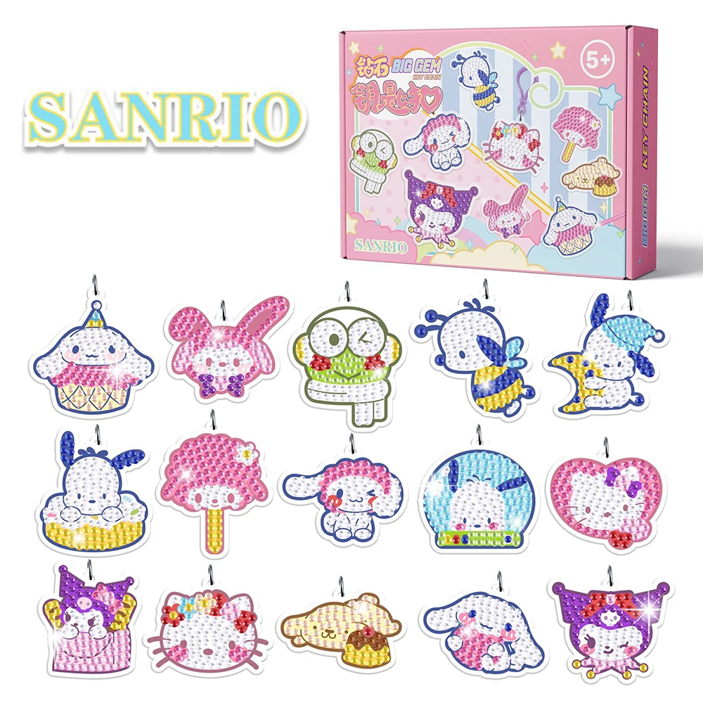 

Kawaii Sanrio Kuromi Hellokitty Cinnamoroll Purin Cartoon Doll Keychain Car Decoration Acrylic Diy for Children Christmas Gifts