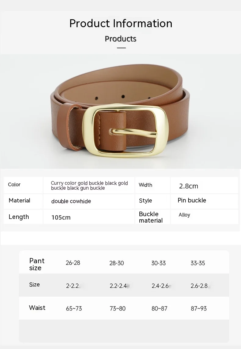 Curea din piele pentru femei, cu cataramă cu ac, nouă, vânzare fierbinte, 2024, fără strat intermediar, versatilă, curea cu cataramă japoneză, populară, din piele de vacă pură, pentru femei_voghion.com