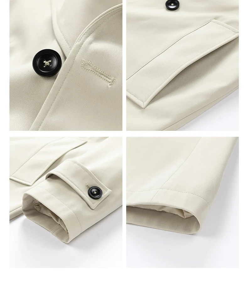 جديد الرجال معطف طويل سليم صالح مزدوجة الصدر محززة...