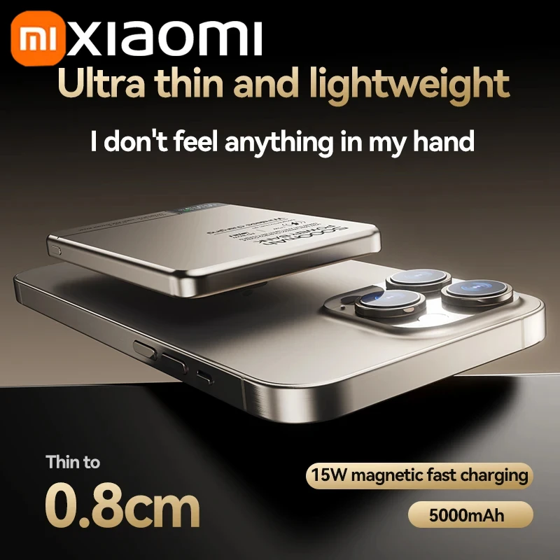 Portable Battery Charger Xiaomi Travel Portable Wireless Magnetic Power Bank Fast Charging Ultra Capacity Digital External Battery For IPhone