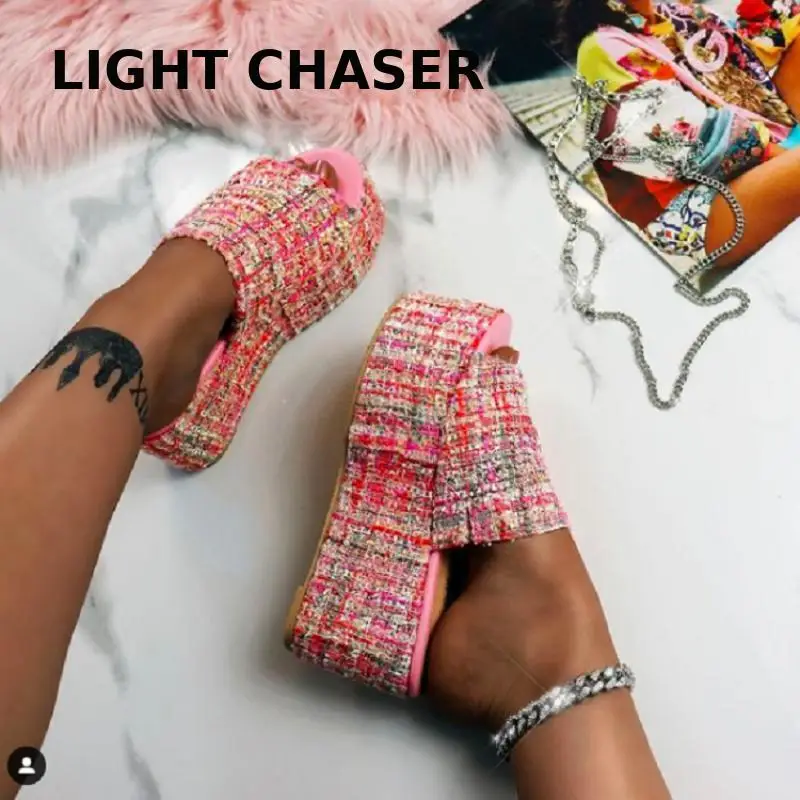 Summer Thick-soled Women's Slippers Comfortable Flat-bottomed Outdoor Slippers Women's Flip Flops High-heeled Women's Sandals