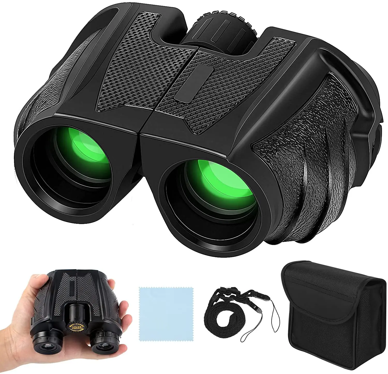 

12×25 Binoculars HD Low Light Night Vision BAK4 Prism FMC Optical Lens High Power Hunting Birdwatching Telescope