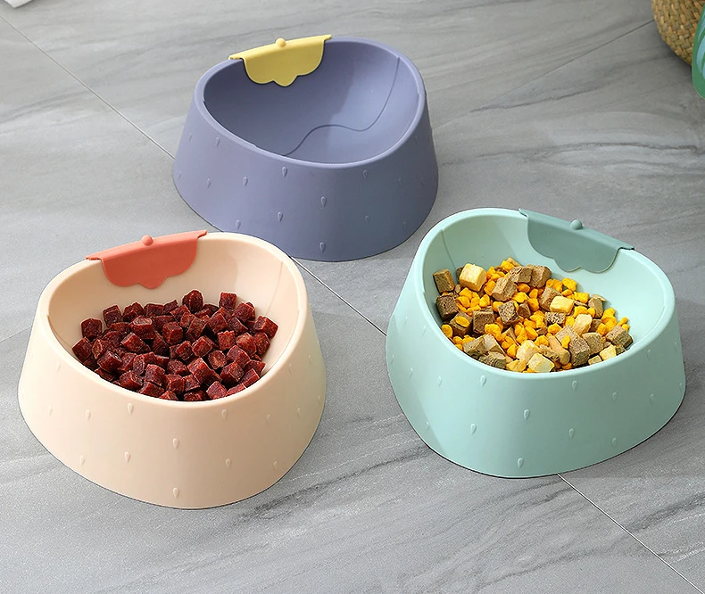 Cat Dog Feeding Food Bowls Water Bowl Puppy Shock-proof Non-slip Lovely Strawberry Shape Feeder Slow Food Dish - PeticaDeals