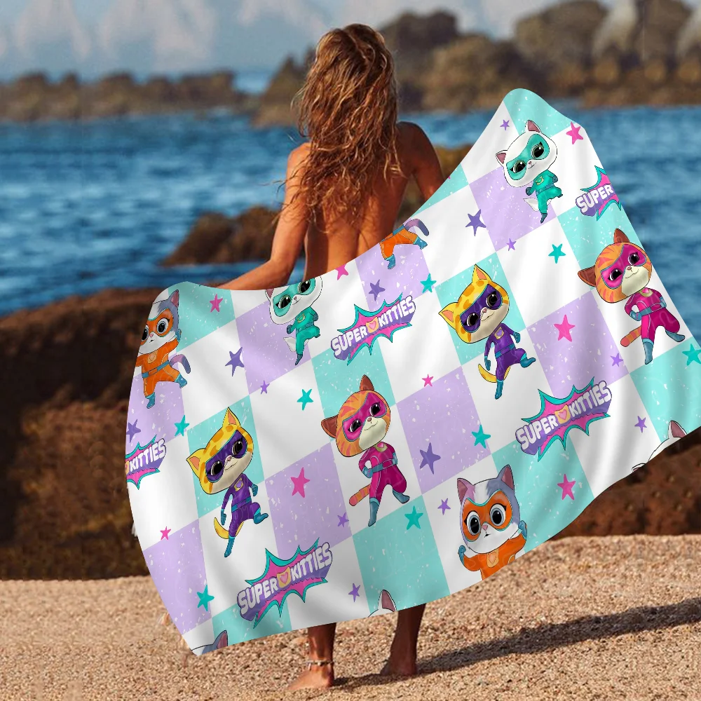 Junior Super Kitties Pattern Towel Microfiber Beach Towel Absorbent Quick dry Soft Yoga Swimming Resort Mountain Climbing