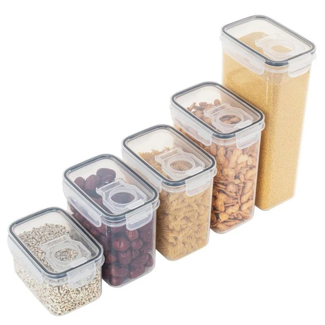 kitchen push top with lid Vacuum pet food bins set with labels clear  plastic air lock dry food storage container - AliExpress