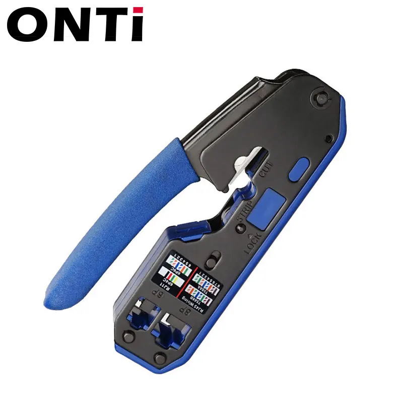 ONTi RJ45 Crimper Tool Kit for Cat6a Cat6 Cat5, Ethernet Crimping Tool RJ45/RJ11 8P 6P Crimp and Multiple Combination Tools