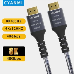 Ultra High - Speed HDMI 2.1 Weave Cable with 8K/60Hz and 4K/144Hz Support - Featuring 48Gbps Bandwidth, eARC, and Dolby Vision Compatibility - 3m (Gray)