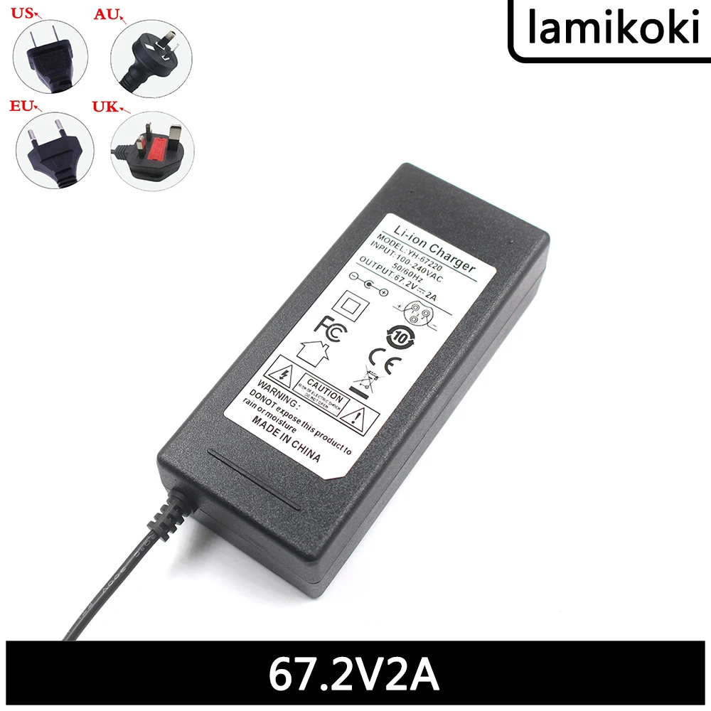 67.2V 2A 60V Caricabatterie Intelligente Al Litio Per 16S 60V 12Ah 20Ah Bici Elettrica Bicicletta Scooter Carriola Uscita Dc Spina Xlr 4P