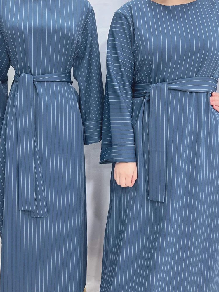 Autumn Pinstripe Twill Muslim Women Abaya Dress, Zipper Back Side Pockets, Modest Hijabi Robe, Islamic Clothing, Ramadan Eid - Image 6