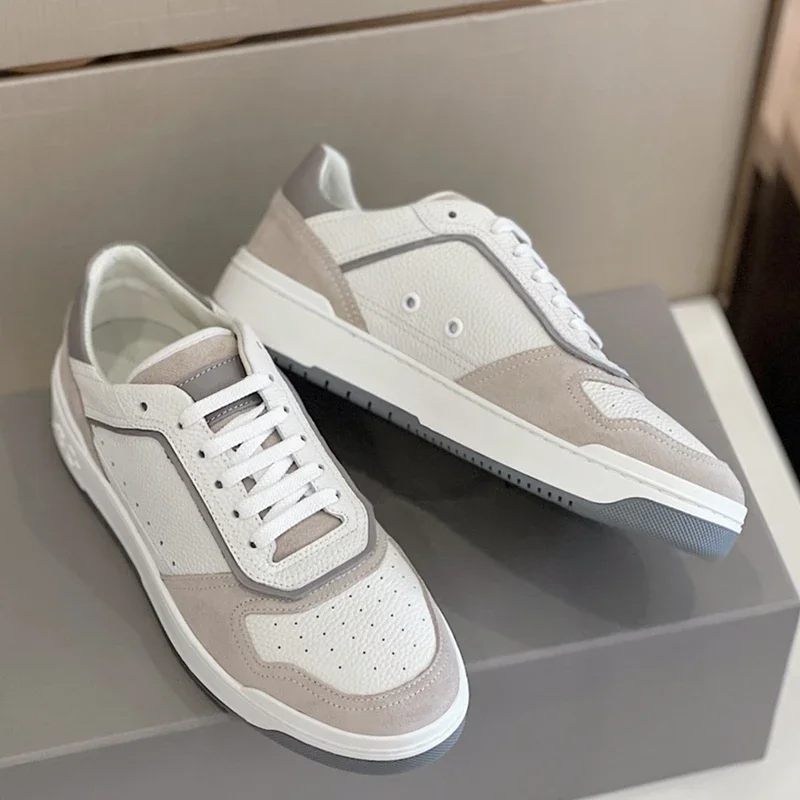 

High Quality Flat Cowhide Splice Ventilate Men's Sneakers Casual Shoes Real Leather Shoes High Quality Running Tennis Walkshoes