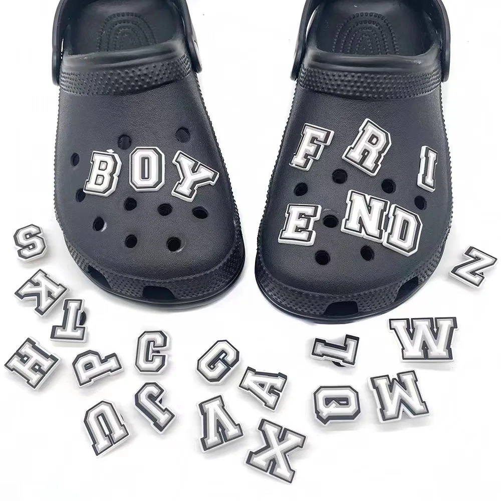 White & Black Crocs Jibbitz Letter H Shoe Accessories