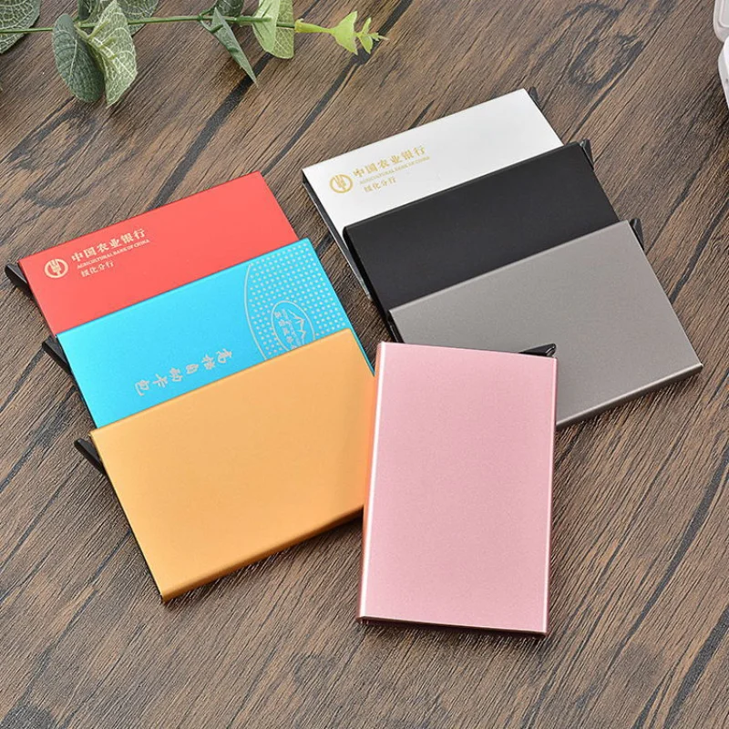 Credit Card Holder Anti-theft ID Credit Card Holder Minimalist Thin Aluminum Metal Wallets Pocket Case Bank Women Men Credit Card Box
