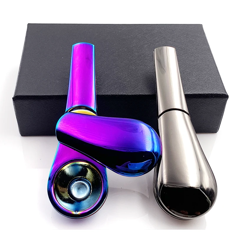 FAST SHIPING Portable Magnetic Metal Spoon Smoking Pipe Silver With Gift Box 