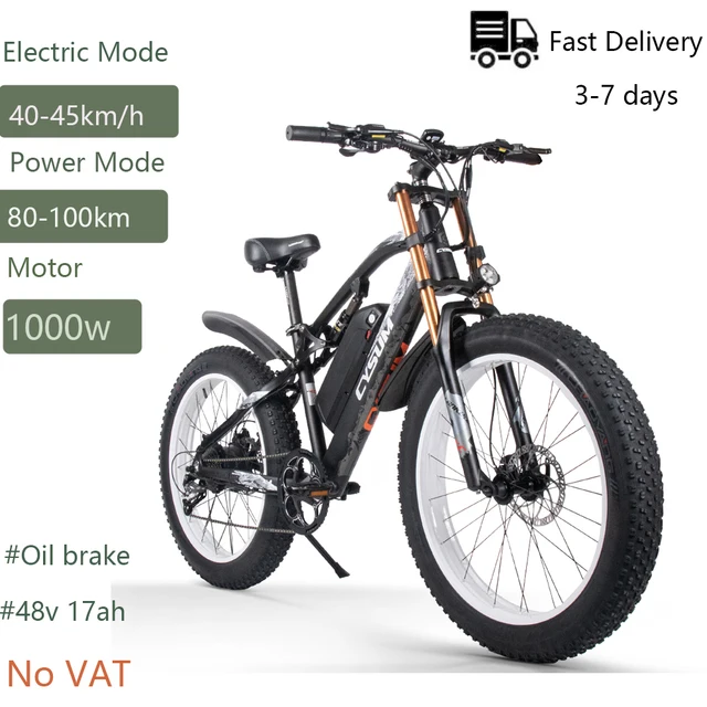 CYSUM M900 Electric Snow Mountain Bicycle 48V 17AH 1000W Li-battery 9-speed Hydraulic Disc Brake Suitable for Men's Bike Ebike 1