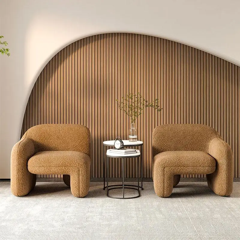 

Single Sofa Light Design Sense Art Modern Living Room Balcony Leisure Area Creative Shaped Guest Table Chair Combination