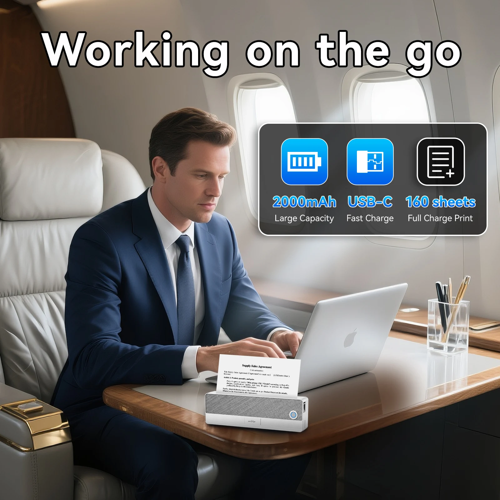 PeriPage P81 Portable Thermal Printer Wireless Bluetooth Mobile Printing Support 8.5 X 11 US Letter & A40 Thermal Paper