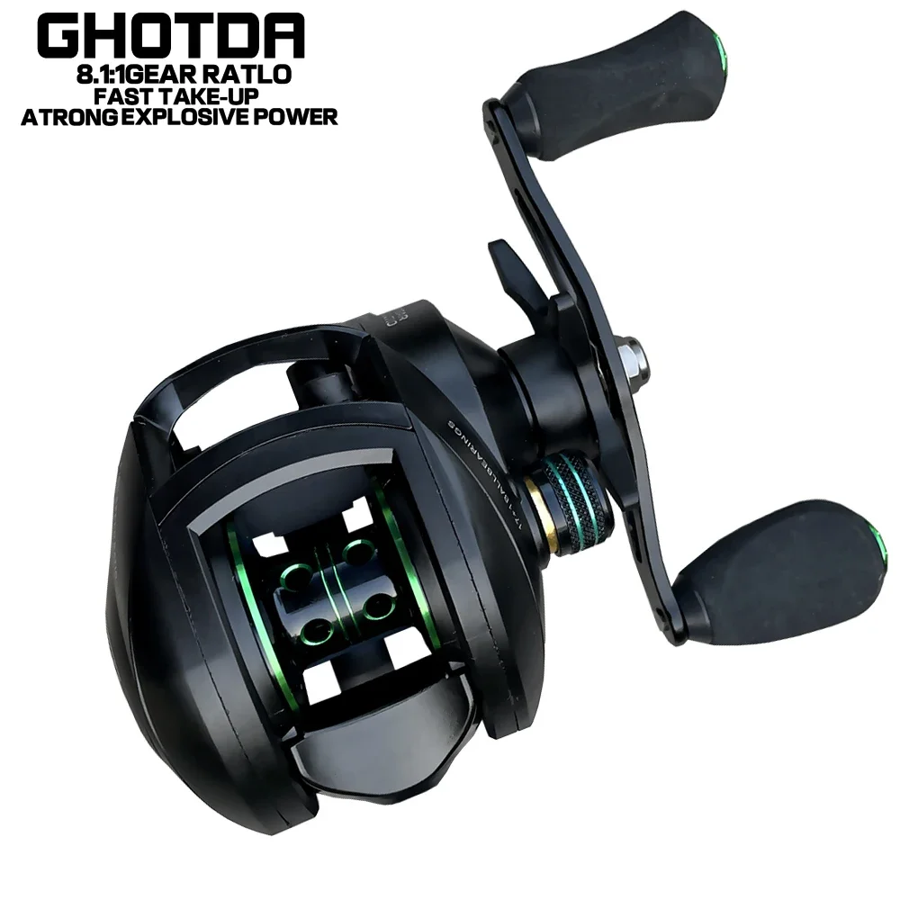 

Fishing Reel 10kg Max Drag 8.1:1 Gear Ratio 17+1 Bearings Magnetic Brake Baitcasting Reel