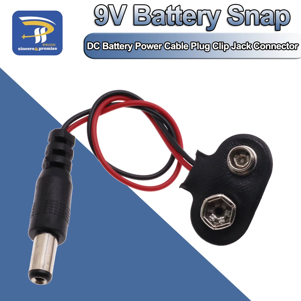 10x 9V DC Cavo Alimentazione Batteria 2.1x5.5mm Clip Maschio - Foto 14