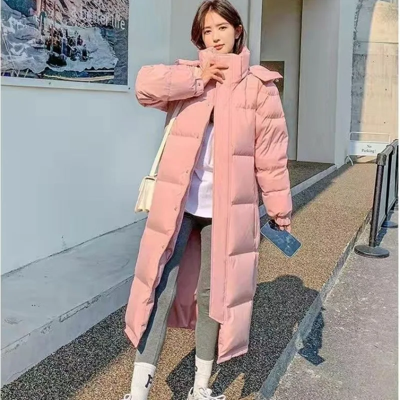 2023 New Women Down Jacket Winter Coat Female Mid Length Version Hooded Parkas Loose Large Size Outwear Warm Thick Overcoat