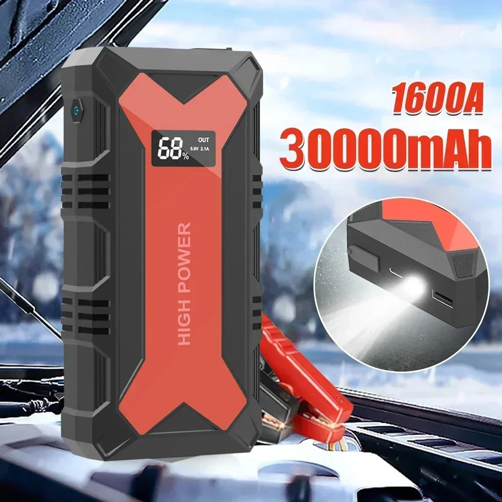 30000mAh Car Battery Jump Starter Power Bank 1600A USB Fast Charger LED Flashlight Emergency Booster Car Starting Device car jump starter jump starter