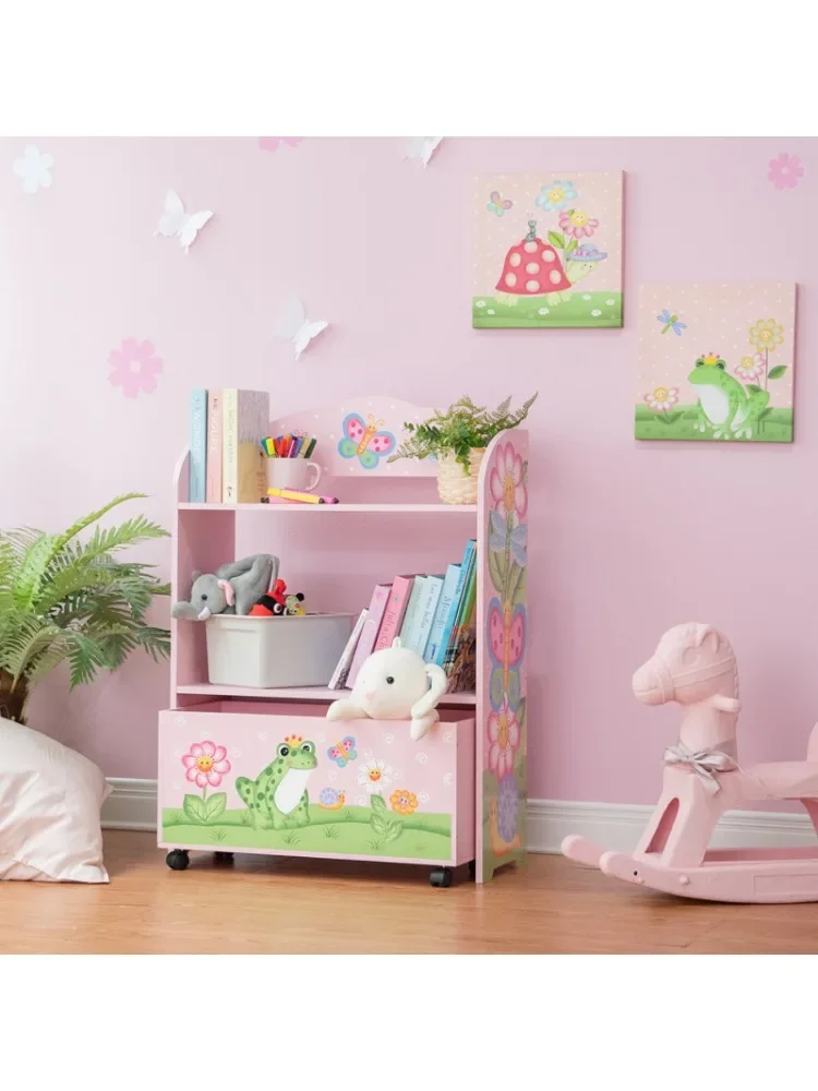Children's bookcase, bookshelf, drawer storage rack, floor-to-ceiling picture book rack, cartoon children's room powder