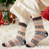 5 Pairs Women's Autumn Winter Wool Socks Warm Soft Mid Length Socks Ultra Thick Harajuku Women's Antifreeze Cashmere Short Socks 2