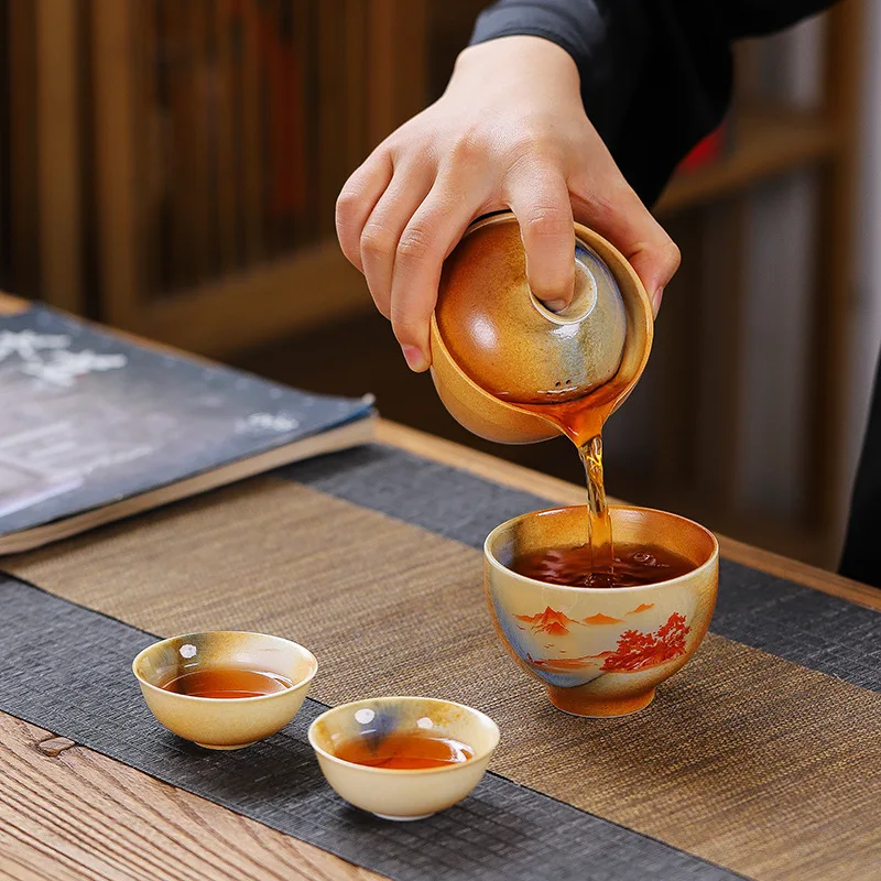 Vintage Kungfu Teacups Chinese Pottery Master Teaware Bowls Cup Home Decor Retro Tea Cups 150ml Ceramic Handmade Teaset