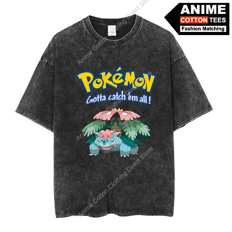 

Pokemon Venusaur T Shirt Cartoon Anime Cute Elf Print Clothes Y2k Harajuku Casual Unisex Oversized Loose T-shirt Cotton Tees