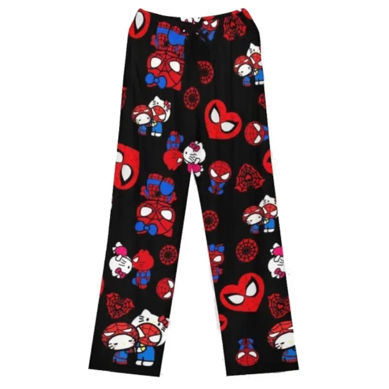 Hello Kitty Spider-man Cotton Loose Ladies Pajama Pants Pyjama Trousers Women Men Cartoon Sleep Bottoms Lounge Wear Girl Sleep cotton pajama pants