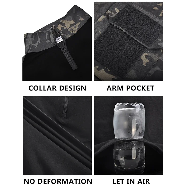 Summer Men's Camping Shirt Tactical T-Shirts Camouflage Hunting Short Sleeve Airsoft Fishing Tees Combat Hiking Shirts Male
