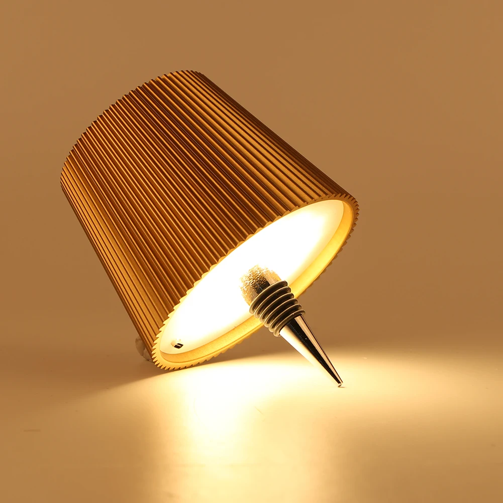Wine Bottle LED Wireless Table Lamp 3 Colors Metal Dimmable USB Rechargeable Dining Table Lights Beverage Lamp Top touch 4