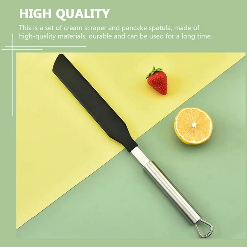 304 Stainless Steel French Crepe Spreader Pancake Like Batter Spreading Tool For Kitchen + Spatula