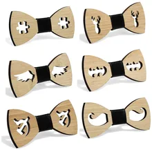 

Hollow bamboo and wood bow tie Men's casual wear collar flower High-grade wooden bow tie Simple and fashionable cartoon image