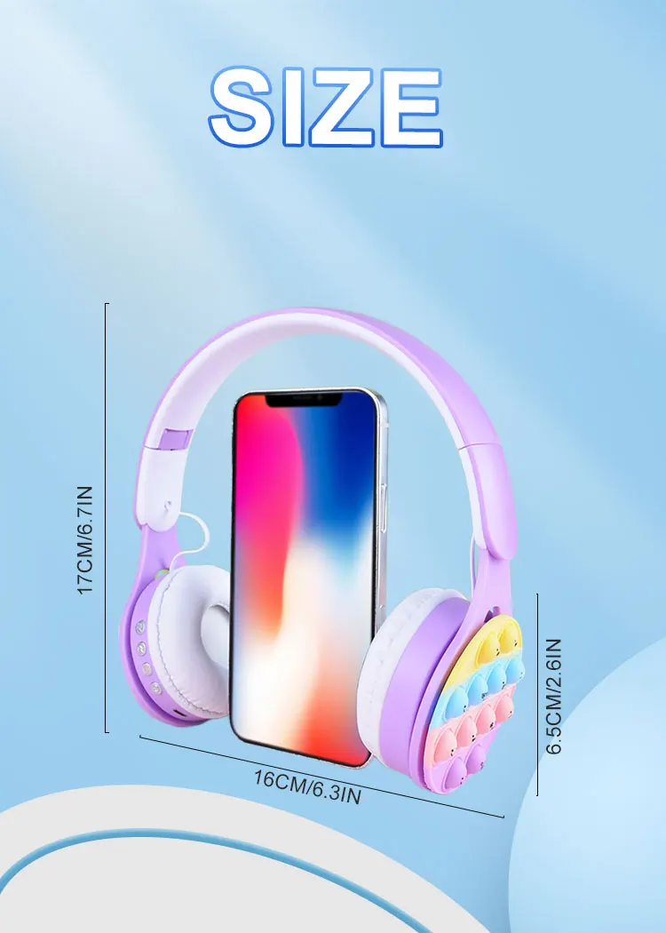 Headworn Rainbow Bubble Wireless Bluetooth S 5.0 Pressure Reducing Cute Foldable With Microphone Card Insertion_voghion.com