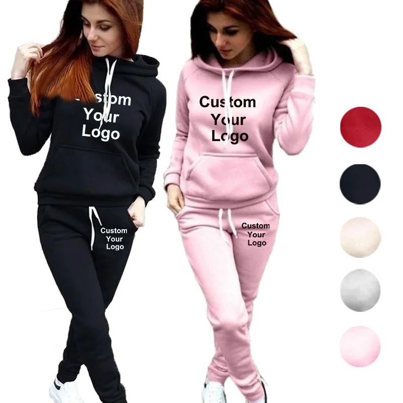 Fashion Women Custom Your Logo Hoodie Set Women Sportsuits Two Piece Suits Hooded Sweatshirts Long Pants Autumn Winter mahagrid third logo hoodie orangemg2bsmm430a