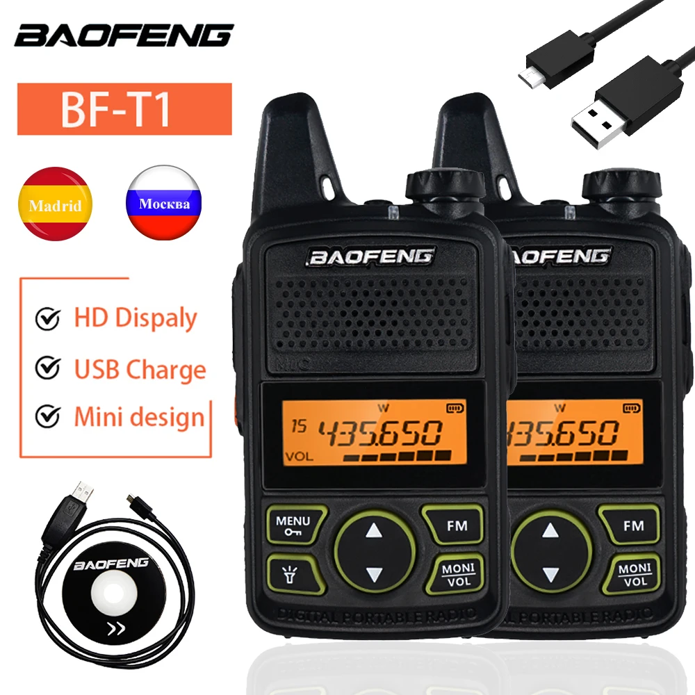 baofeng bf t99 mini kids walkie talkie upgraded bf t1 uhf ham radio bft1 hf transceiver bf t1 woki toki amateur radio station MINI Walkie Talkie Baofeng BF-T1 Kids Woki Toki USB Charger  Child Intercom HF Transceiver Protable CB Ham Radio UHF Transmitter