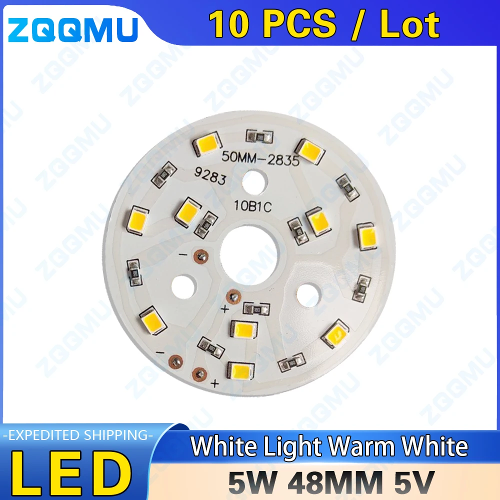 5W 10W DC5V Low Voltage Light Source SMD 2835 LED Chip Beads Lamp 5W 50mm Light Board Bulb White Warm White LED