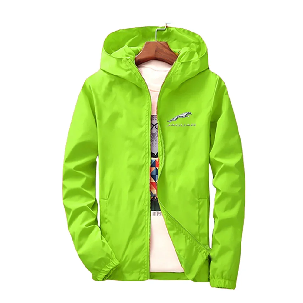 Men Spring Autumn Casual Outdoor Zipper Fashion Jacket Color Coat Hooded Sports Plus Size Thin Windbreaker Solid Trend Unisex
