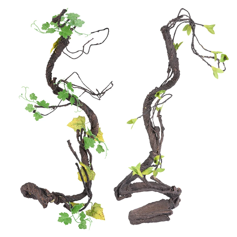 Artificial Reptiles Vine Climber Jungle Forest Bend Branch with Built-in Flexible Metal for Terrarium Cage Decor