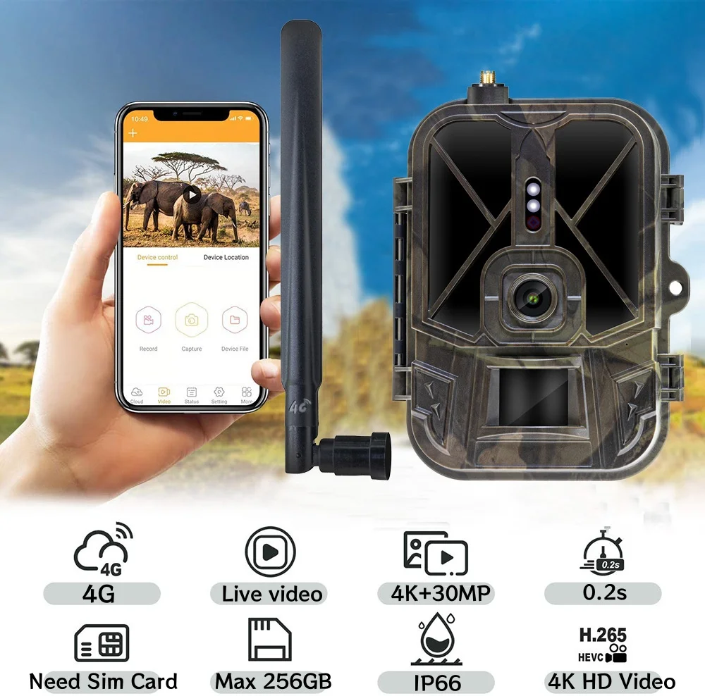 4KLiveStreamTrailCamera4GWIFI30MPAPPClouldServiceHunting
