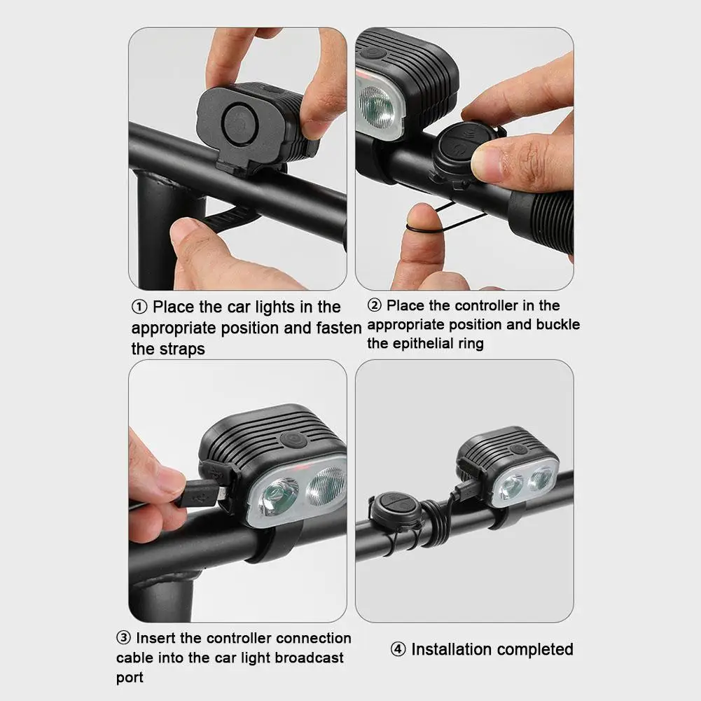 2 In1 Waterproof USB Rechargeable Light 200lm Loud Flashlight Bicycle Light Cycling Front Horn COB 120dB