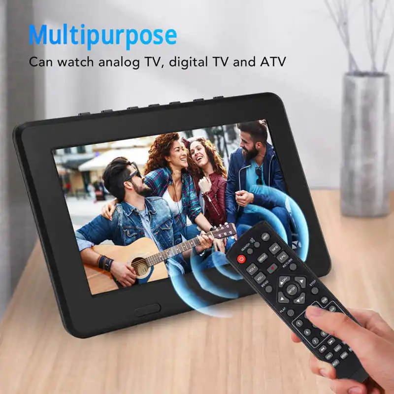 7 Inch 100-240V Portable TV HD LED Digital Portable Television Video Player with Built in Rechargeable Battery EU Plug