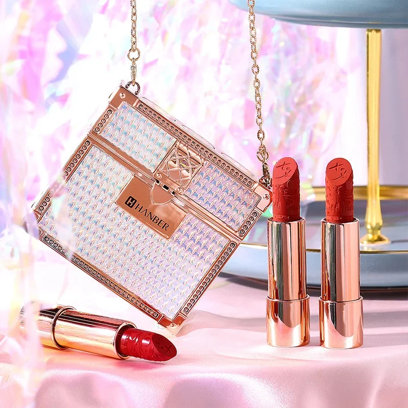 thumbnail image 1 of Makeup Korean Matte Lipstick Set Waterproof Long Lasting Leather Bag Velvet Vitamin Lip Gloss Kit Box Private Label Lip Tint, 1 of 5