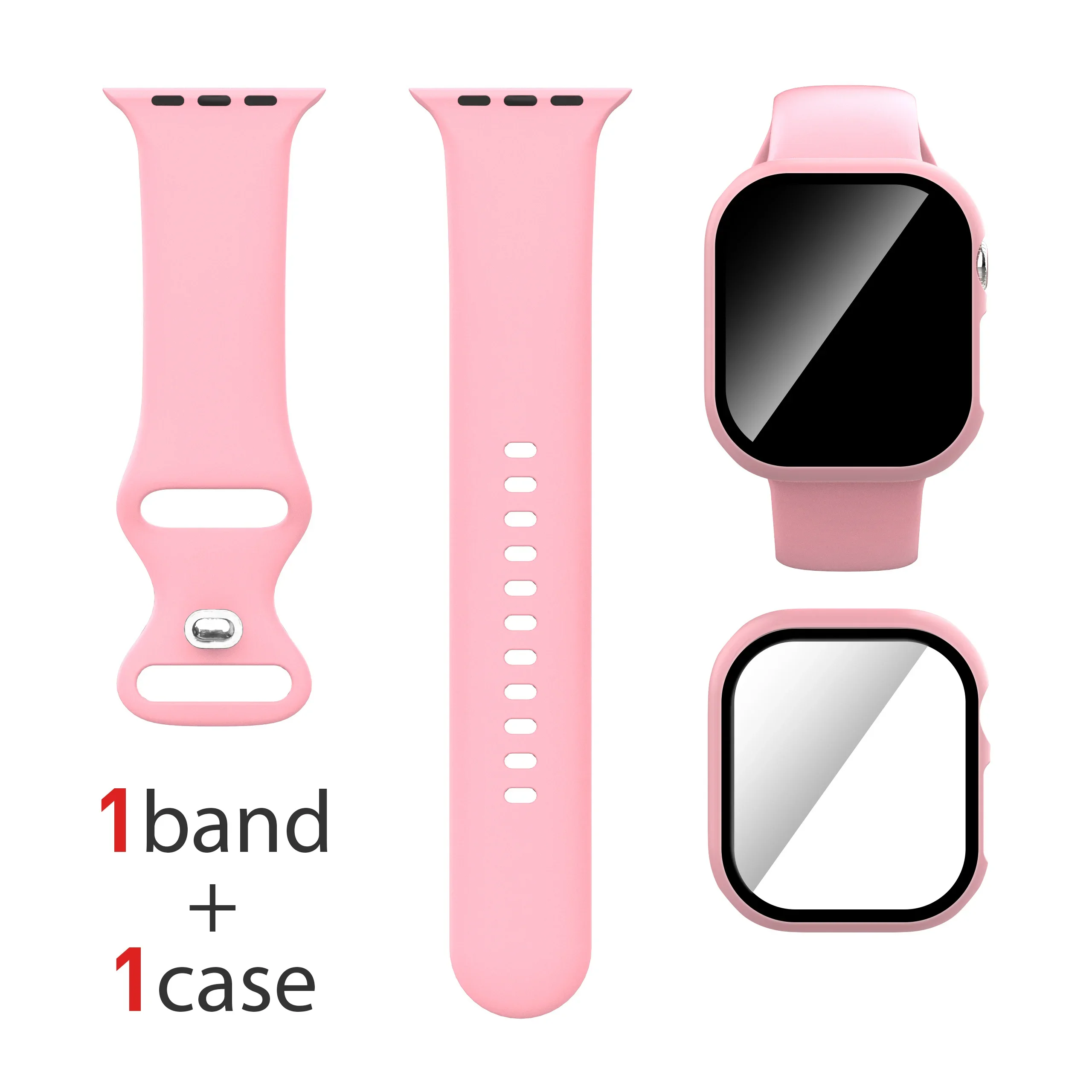 Dual Silicone Strap & Case Set for Apple Watch - Full Coverage Protection in 16 Colors
