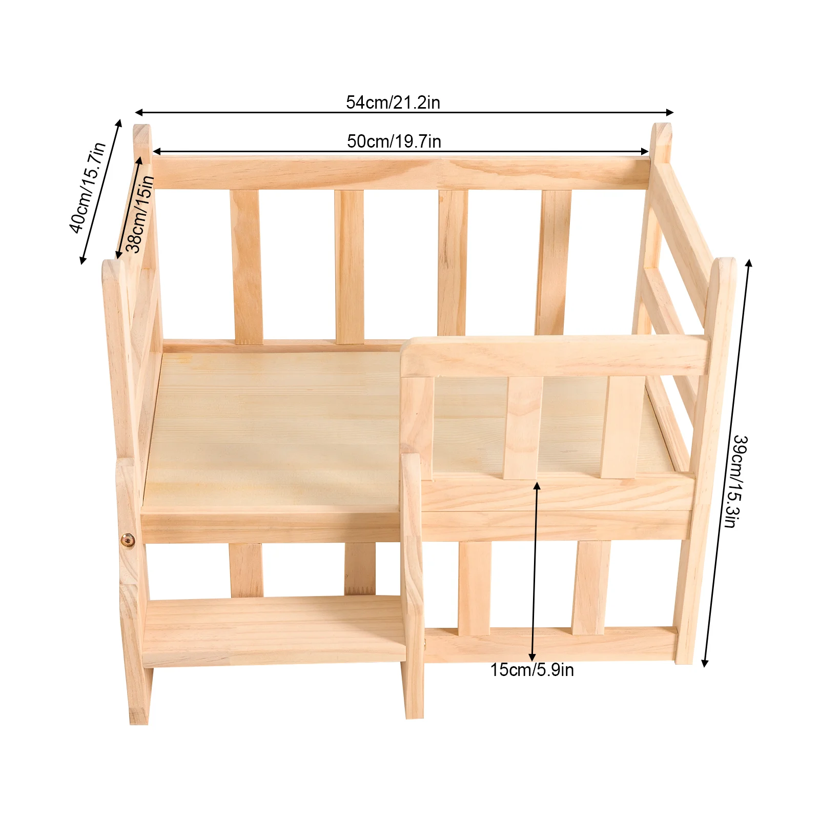 Dog Crate with Solid Pine Wood, Hypoallergenic and Chemical-Free, Sturdy Structure with Reinforced Screws, Spacious Nest