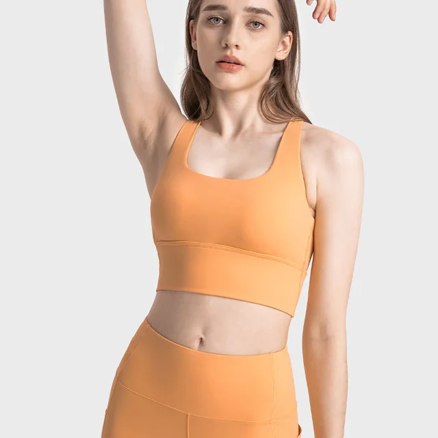Solid Color Women Fitness Sporty Bra Top Gym backless Athletic Back Cutout Cross Tight Workout Soft 5