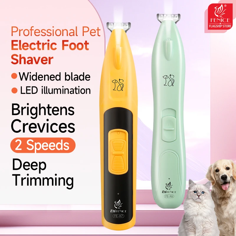 Fenice Dog Cat Paw Ear Hair Eye Intimat Area Trimmer LED Light Pet Hair Trimmer Dog Clippers Grooming 18mm Widen Blade